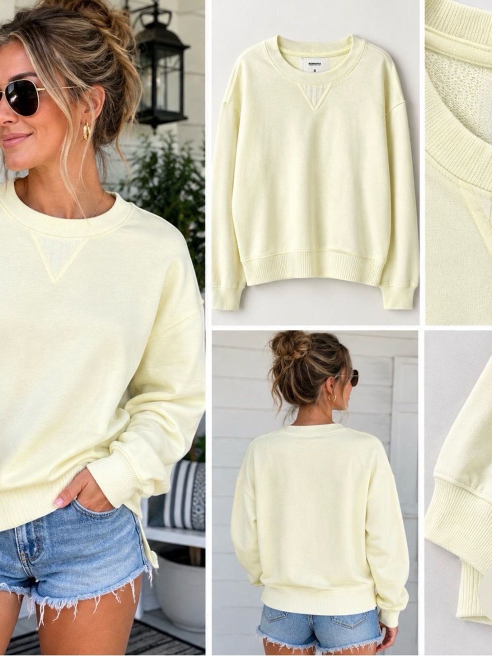 Sonoma Light Pale Yellow Crewneck Sweatshirt